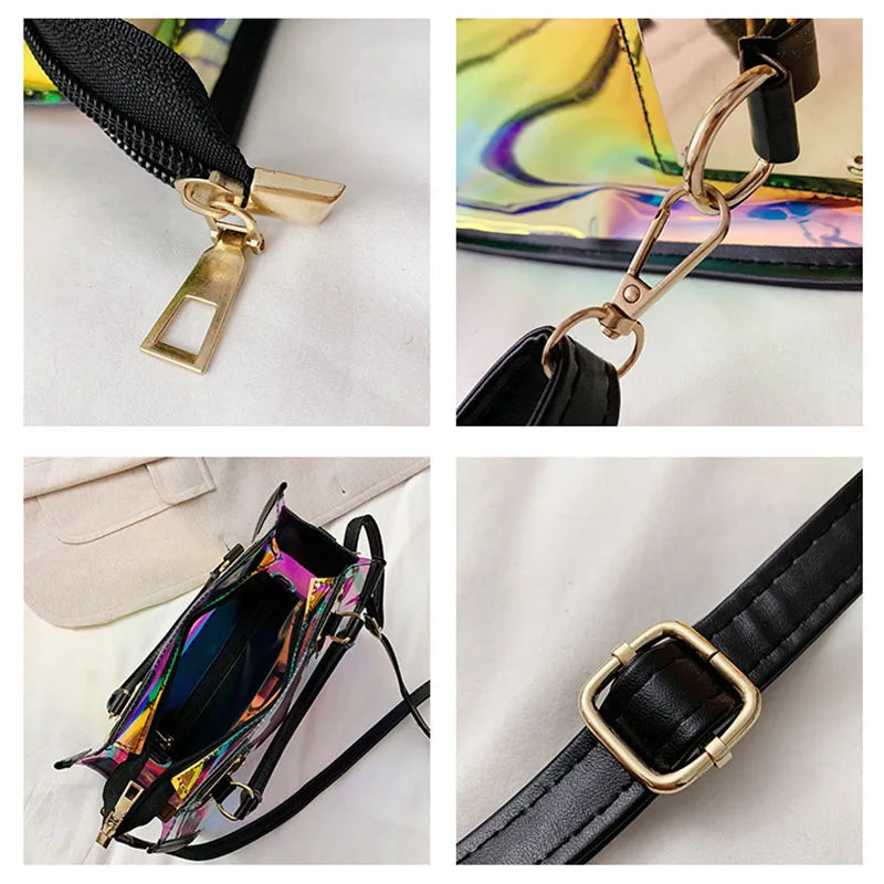 Holographic Transparent Jelly Bag High Quality PVC Women'S Designer Handbag Big Capacity Chain Shoulder Messenger Bags Clear Bag