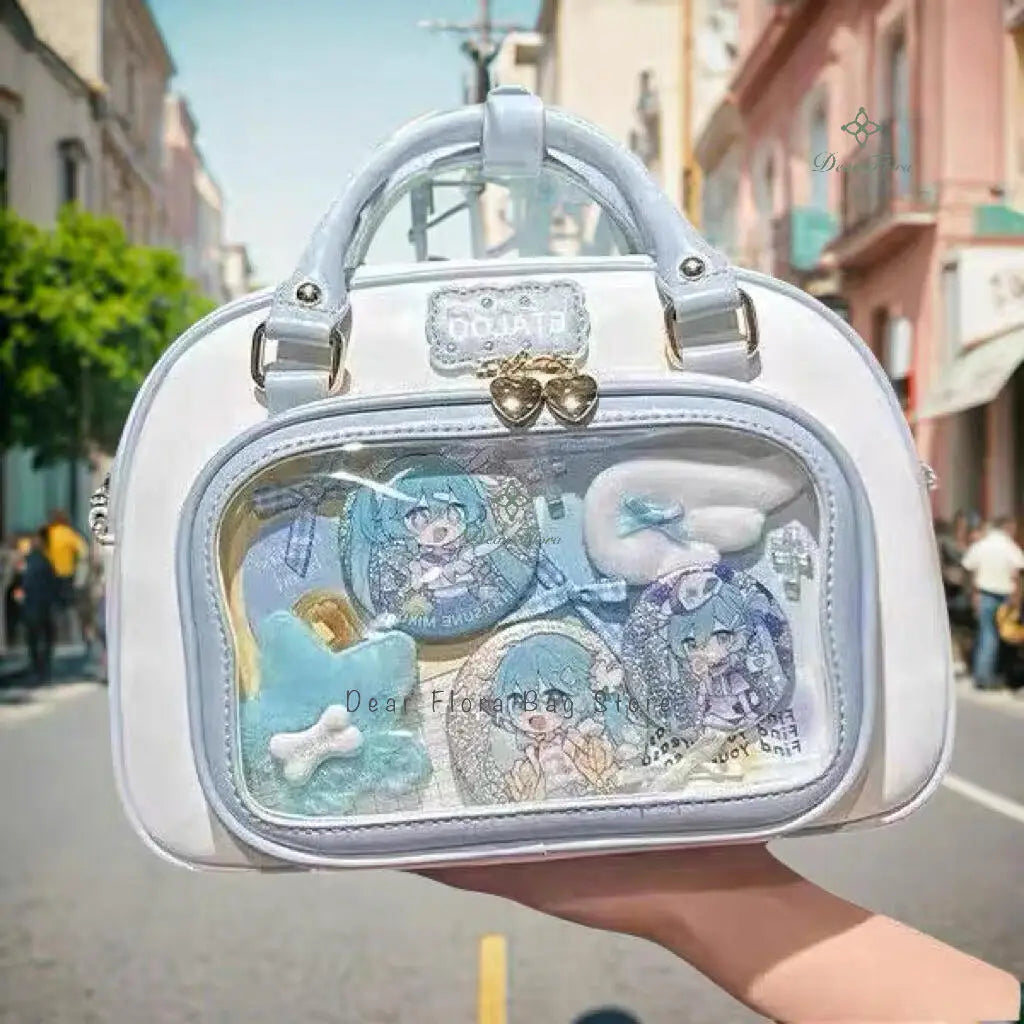 New Y2K Cute Ita Backpack Comic Exhibition Crossbody Bag Lolita Girl Transparent Cosplay Shoulder Bag DIY Badge Display Handbags