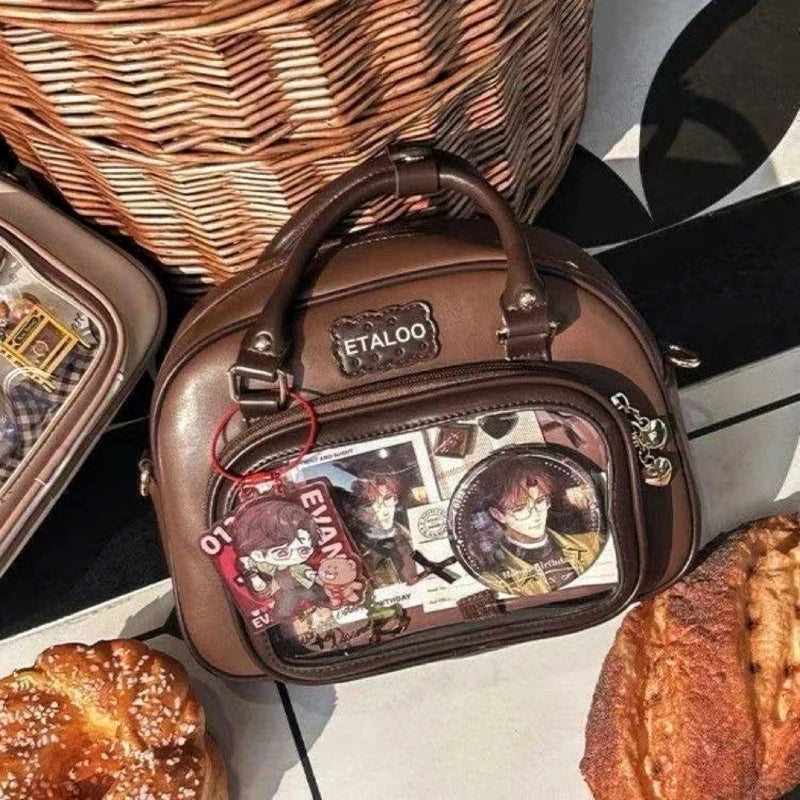 New Y2K Cute Ita Backpack Comic Exhibition Crossbody Bag Lolita Girl Transparent Cosplay Shoulder Bag DIY Badge Display Handbags