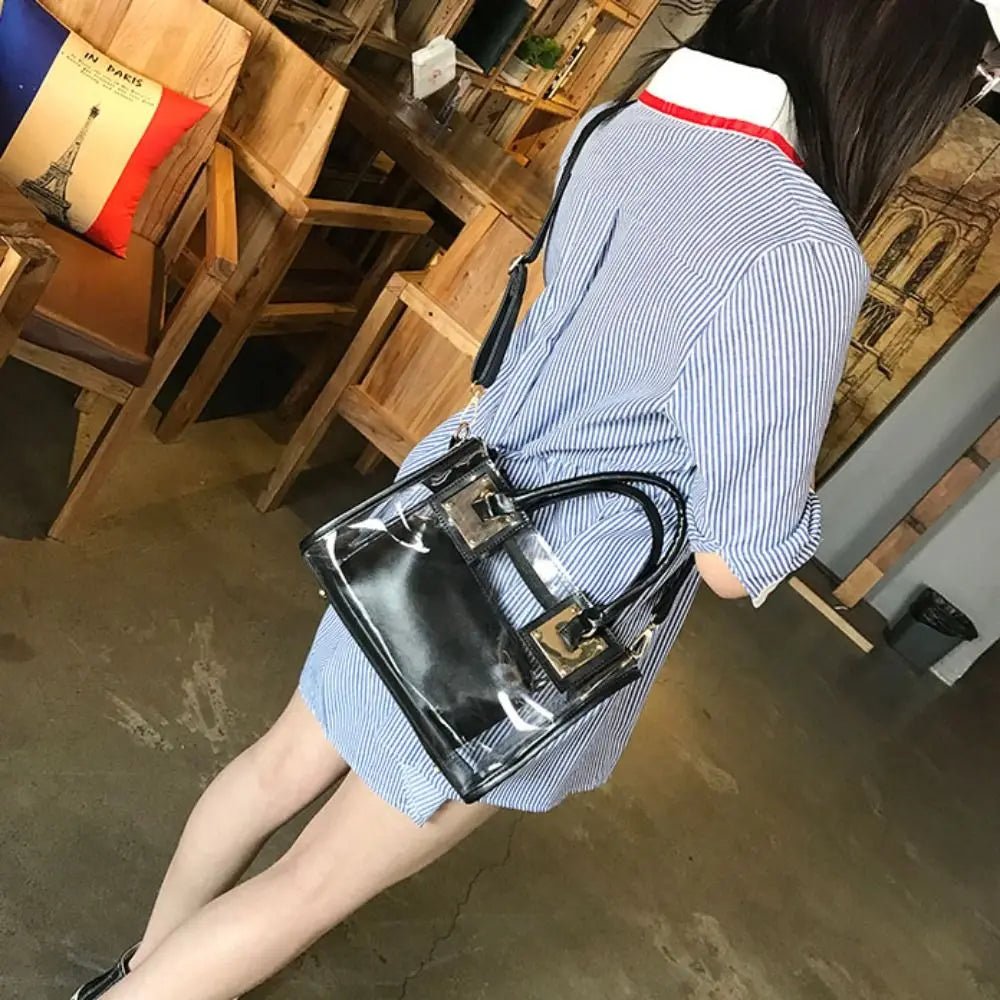 Transparent Jelly Crossbody Bag PVC Designer Square Summer Beach Handbag Large Capacity Adjustable Strap Shoulder Messenger Bag
