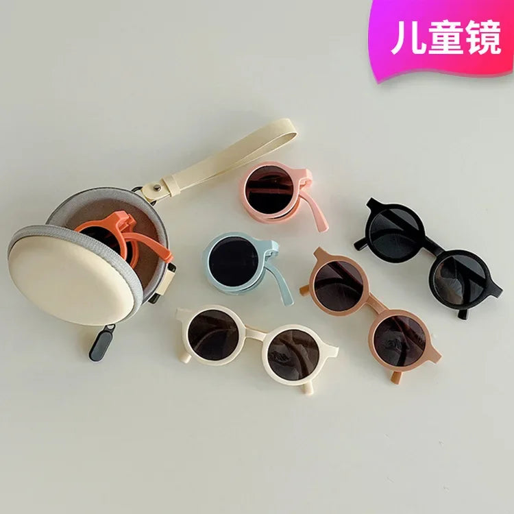 Foldable Kids Sunglasses Girls Boy Children Sun Glasses Round Street Beat Eyeglasses Cute Baby Shades Eyewears