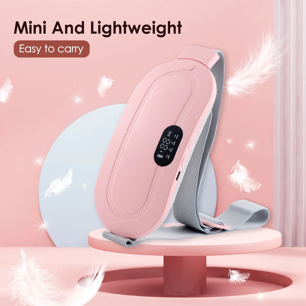 Electric Period Cramp Massager Vibrating Heating Period Pads Belt for Menstrual Colic Waist Stomach Abdominal Warm Palace Belt