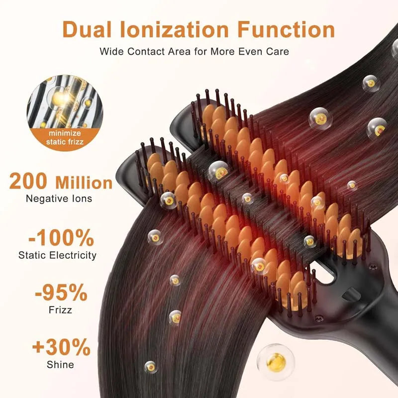 Professional Electric Hair Straightener  Multifunctional 2 In 1 Curler Brush Ceramic Hair Straightener Curling Irons Hot Comb﻿
