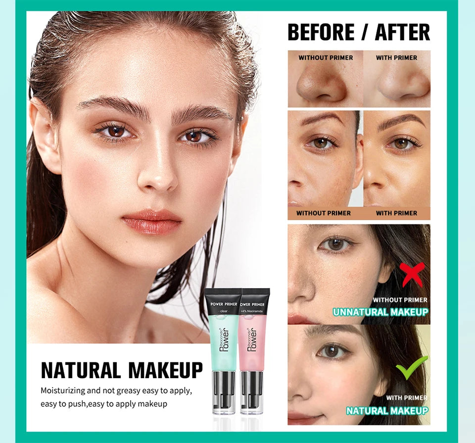 Power Grip Highly Moisturizing Makeup Base Isolation Primer Refreshing Easy To Absorb Invisible Pore Colorless Natural Makeup