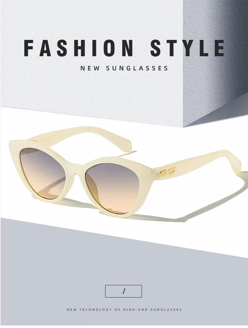 2026 New Fashion Cool Sunglasses Women Luxury Brand Letters Anti Strong Light Vintage Cat Eyes Sun Glasses Ladies Gafas UV400