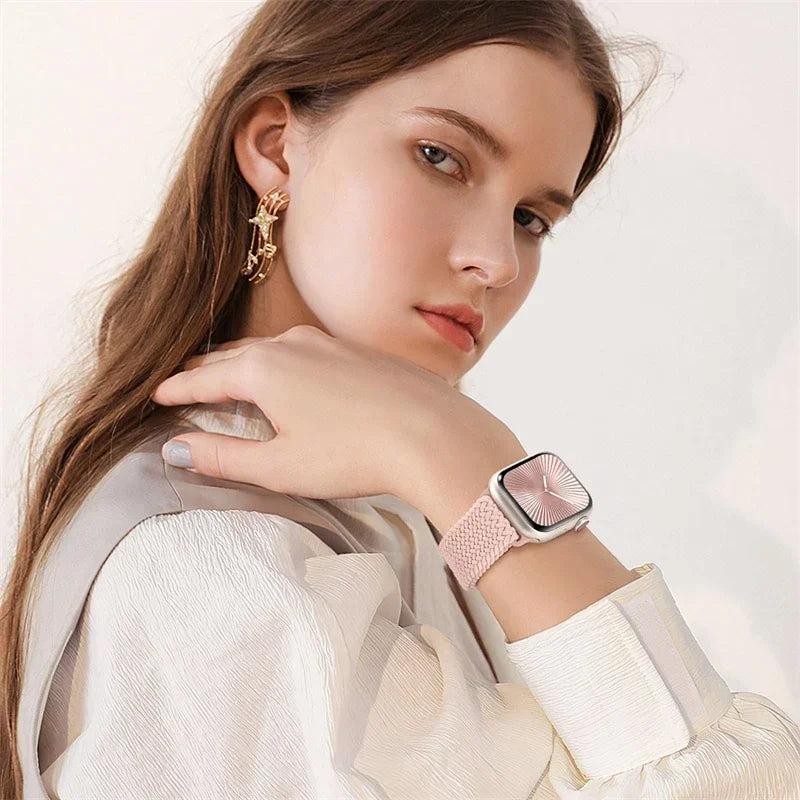 Braided Band For Apple Watch Strap 44mm 40mm 45mm 46mm 49mm 41mm 38 Magnetic Nylon Bracelet iWatch series se 7 6 8 9 10 Ultra 2