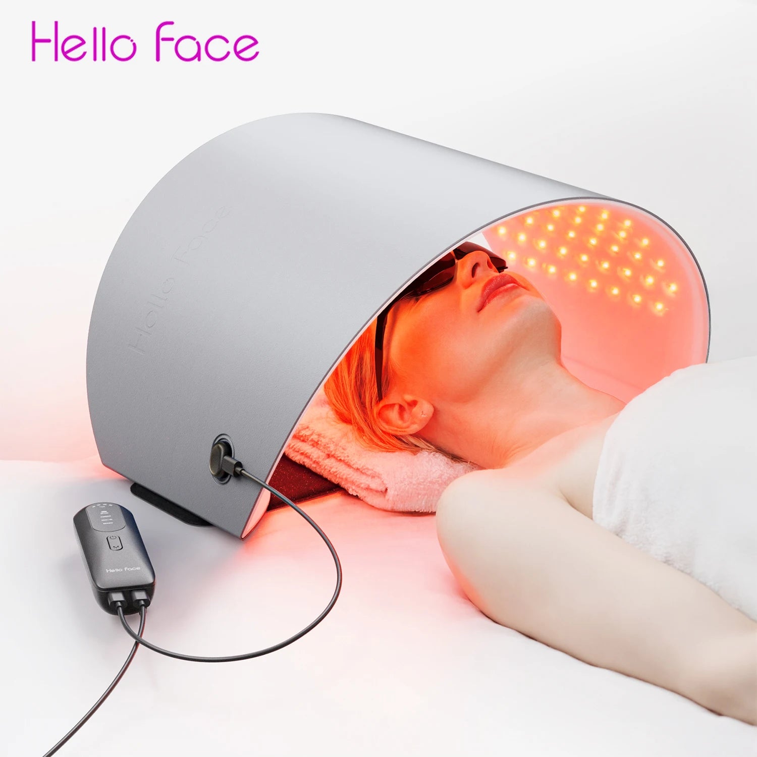 Hello Face Rechargeable Red Light Therapy Mask for Face & Neck  Infrared LED Mask Skincare Device for Glowing Skin