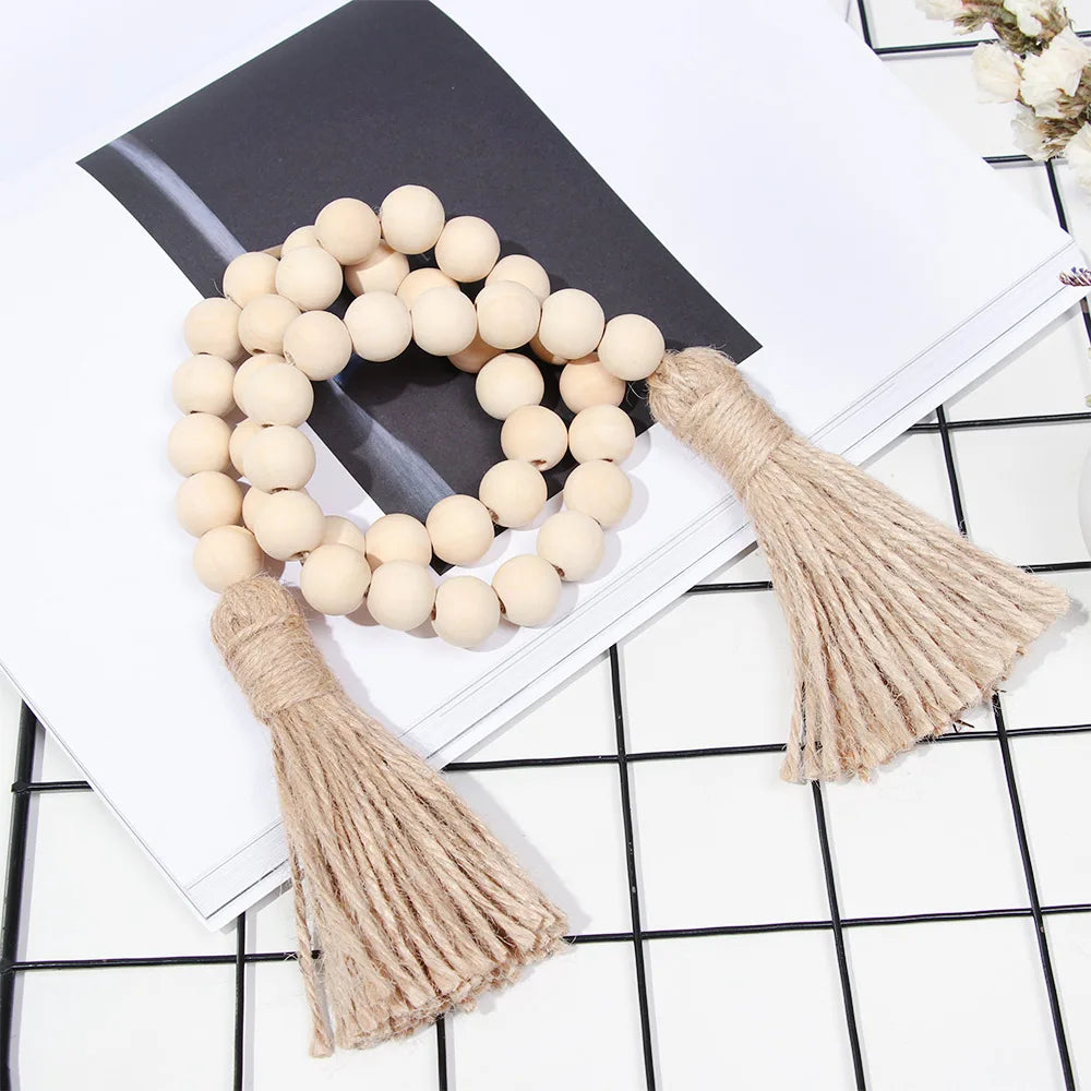Farmhouse Wall Hanging Home Decor DIY Handmade  Tassel Bead Ornament Boho Gift with Tassels Decor Prayer Boho Beads
