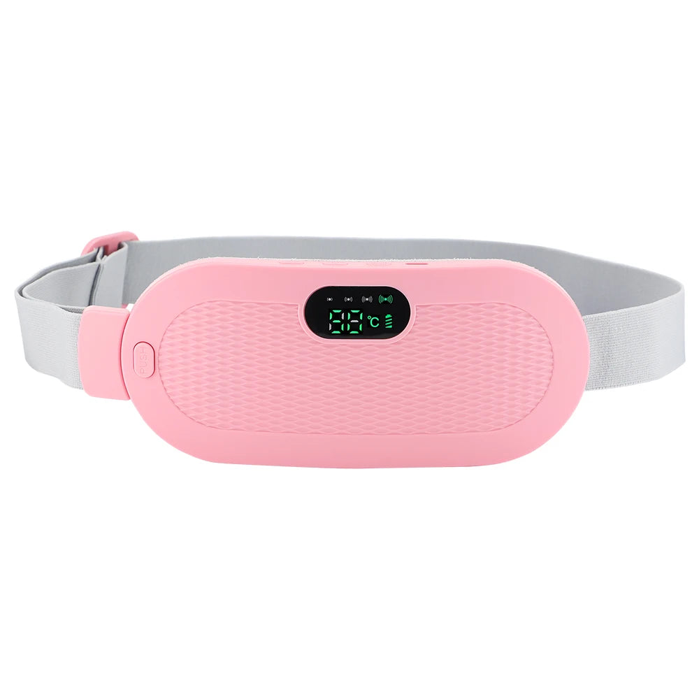 Electric Period Cramp Massager Vibrating Heating Period Pads Belt for Menstrual Colic Waist Stomach Abdominal Warm Palace Belt