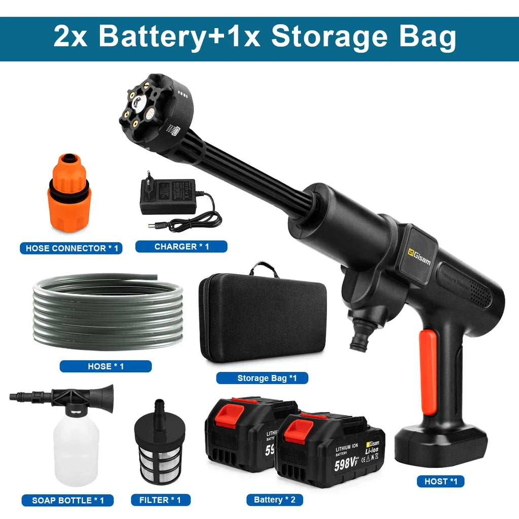 Gisam 200Bar Brushless Electric High Pressure Washer 6IN1 Car Wash Water Gun Garden Spray Gun Power Tool for Makita 18V Battery