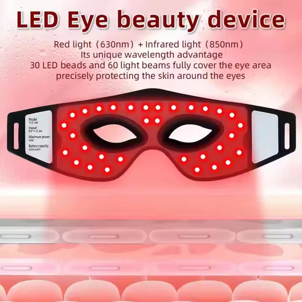 LED Eye Mask Eye Massager Beauty Care Device Eye Bags Remover Device 630NM 850NM Near Infrared Red Light Therapy Eye Mask Device