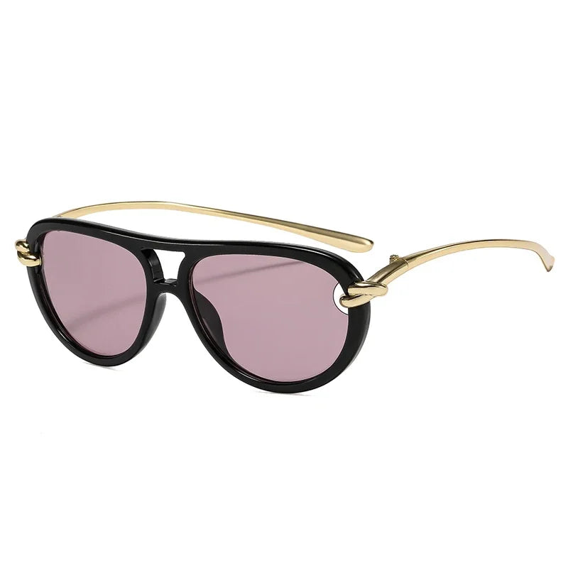 Ins Popular Fashion Double Bridges Pilot Women Luxury Sunglasses Brand Designer Oval Hollow Shades UV400 Men Sun Glasses