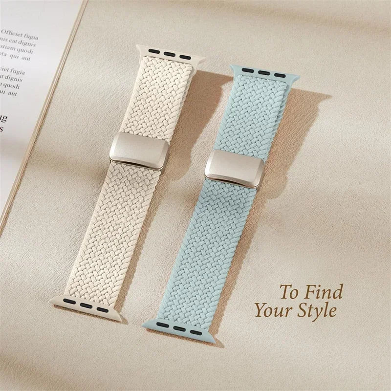 Braided Band For Apple Watch Strap 44mm 40mm 45mm 46mm 49mm 41mm 38 Magnetic Nylon Bracelet iWatch series se 7 6 8 9 10 Ultra 2