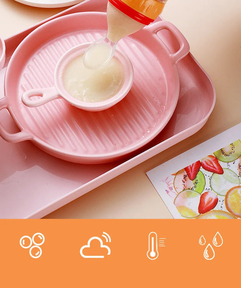 Safe Useful Silicone Baby Bottle with Spoon Food Supplement Rice Cereal Bottles Squeeze Spoon Milk Feeding Bottle Cup