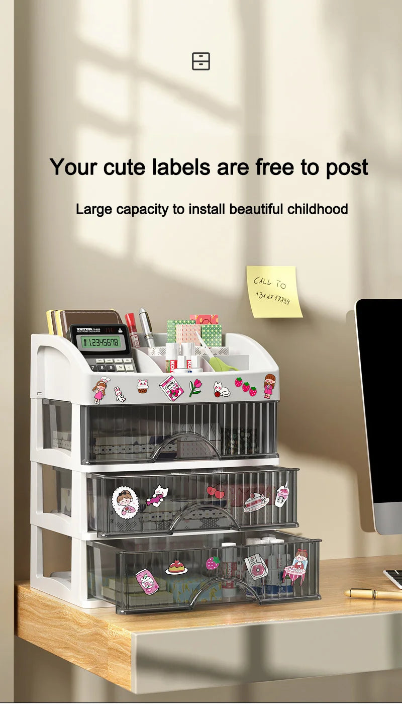 New 1Pc 5-layer Makeup Storage Box Debris Storage Box Drawer-style Dressing Table Office DeskCosmetics Multi-layerstoragecabinet