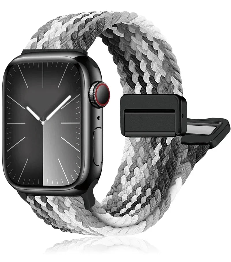 Braided Band For Apple Watch Strap 44mm 40mm 45mm 46mm 49mm 41mm 38 Magnetic Nylon Bracelet iWatch series se 7 6 8 9 10 Ultra 2