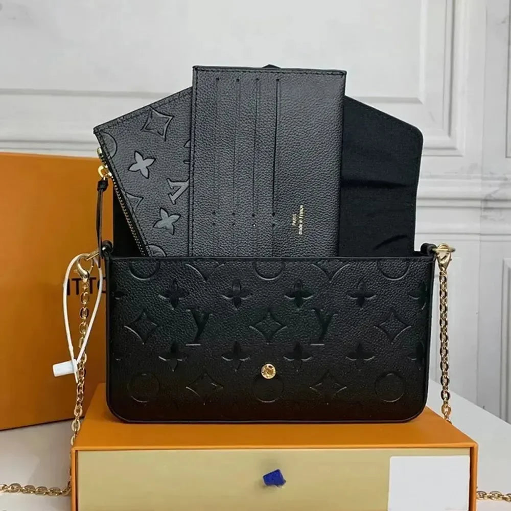 10A Bags 3/p Set Top Luxury Designer Wallet Shoulder Women Classic Flower Pochette Felicie Bag Leather Clutch Tote Messenger bag