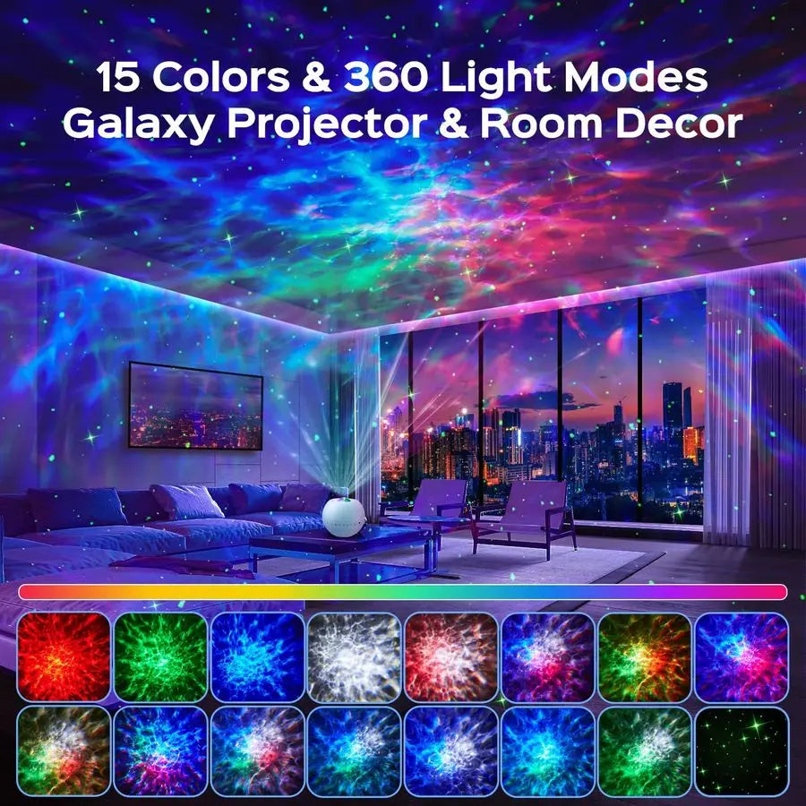Fire Galaxy Projector Star Projector Night Light Projector 360 Effects Northern Lights Lava Lamp 15 White Noise Room Lights Room