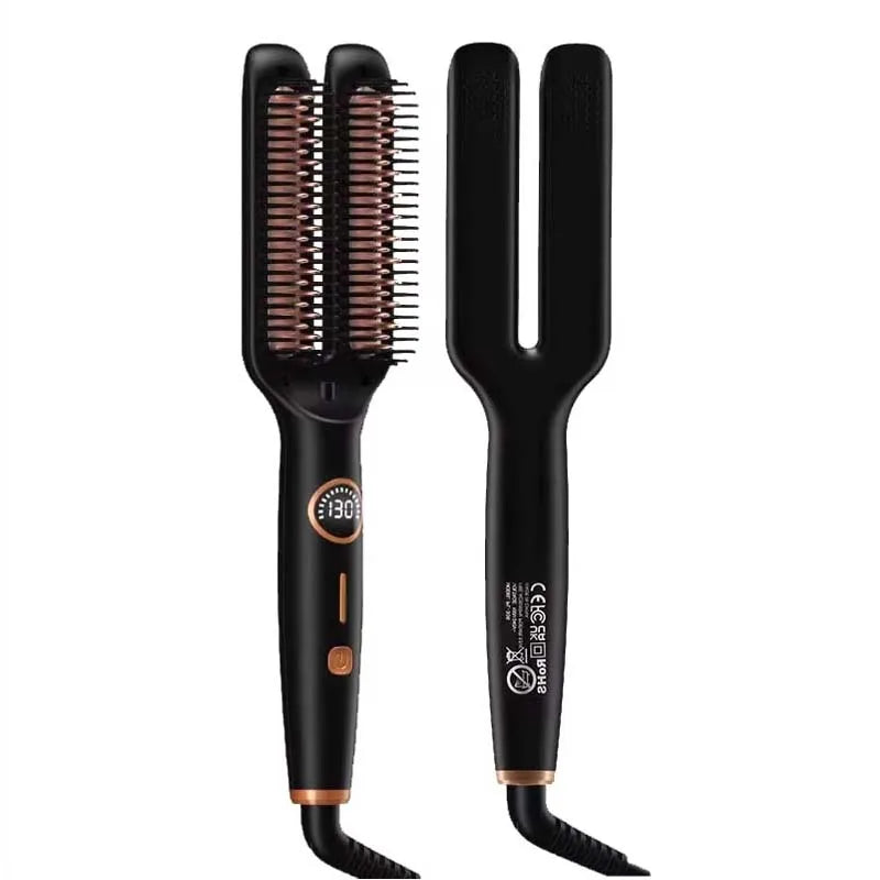 Professional Electric Hair Straightener  Multifunctional 2 In 1 Curler Brush Ceramic Hair Straightener Curling Irons Hot Comb﻿