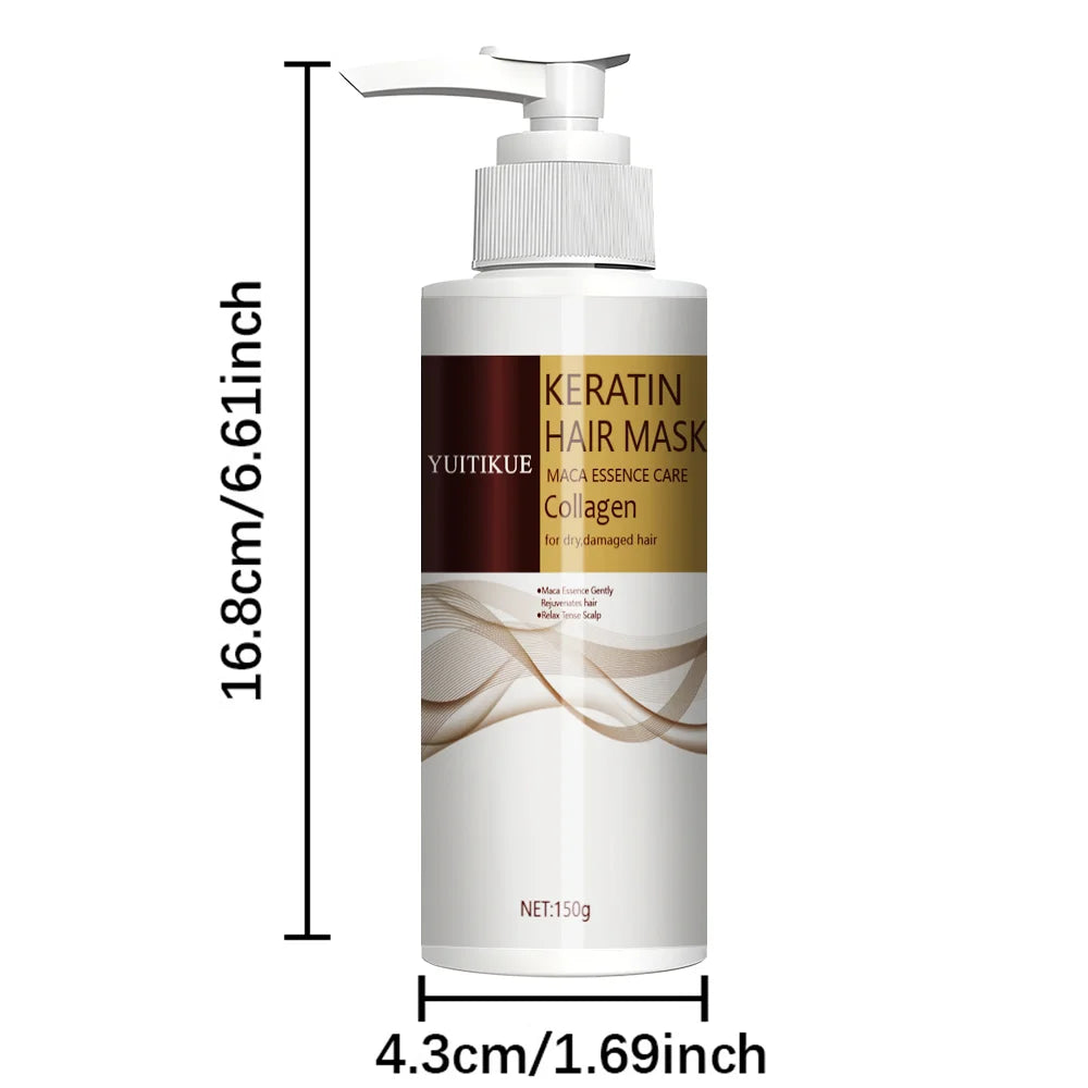Keratin Hair Mask, Natural Essence, Organic Protein Cream, Suitable for Dry and Damaged Hair, Safe Ingredients, Easily Absorbed