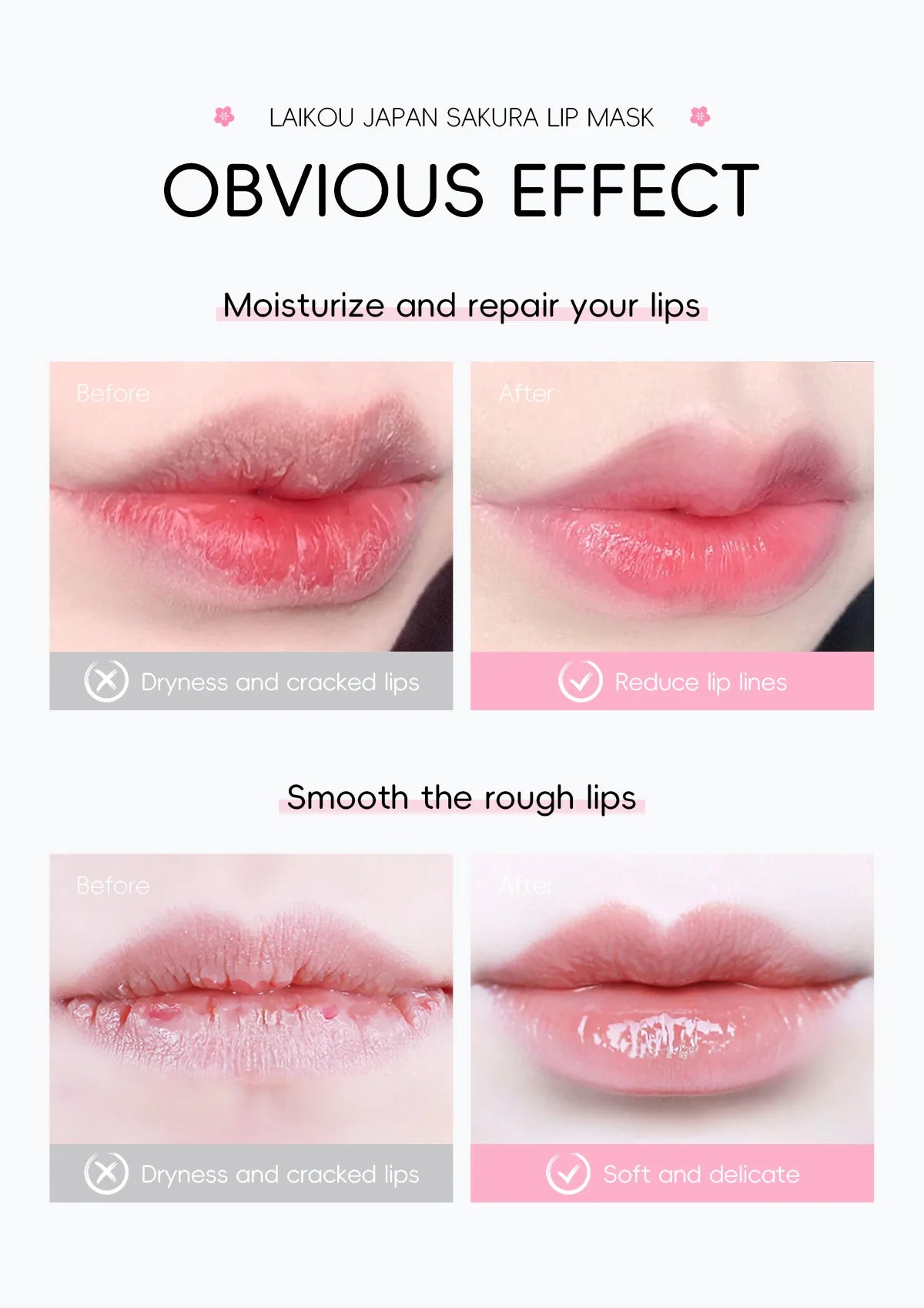 8g LAIKOU Sakura Lip Sleeping Mask Hydrating Moisture Nutriousing Wrinkle Smoothing Dryness Lip Mask Korean Cosmetics Skin Care