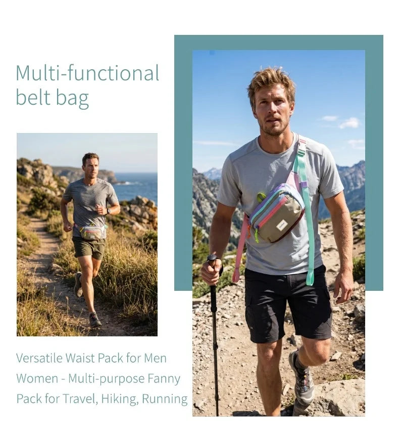 EcoSloth Random Foldable Waist Pack and Outdoor Water-resistant Fanny Packs for Women Men Crossbody Bags for Running Hiking Work