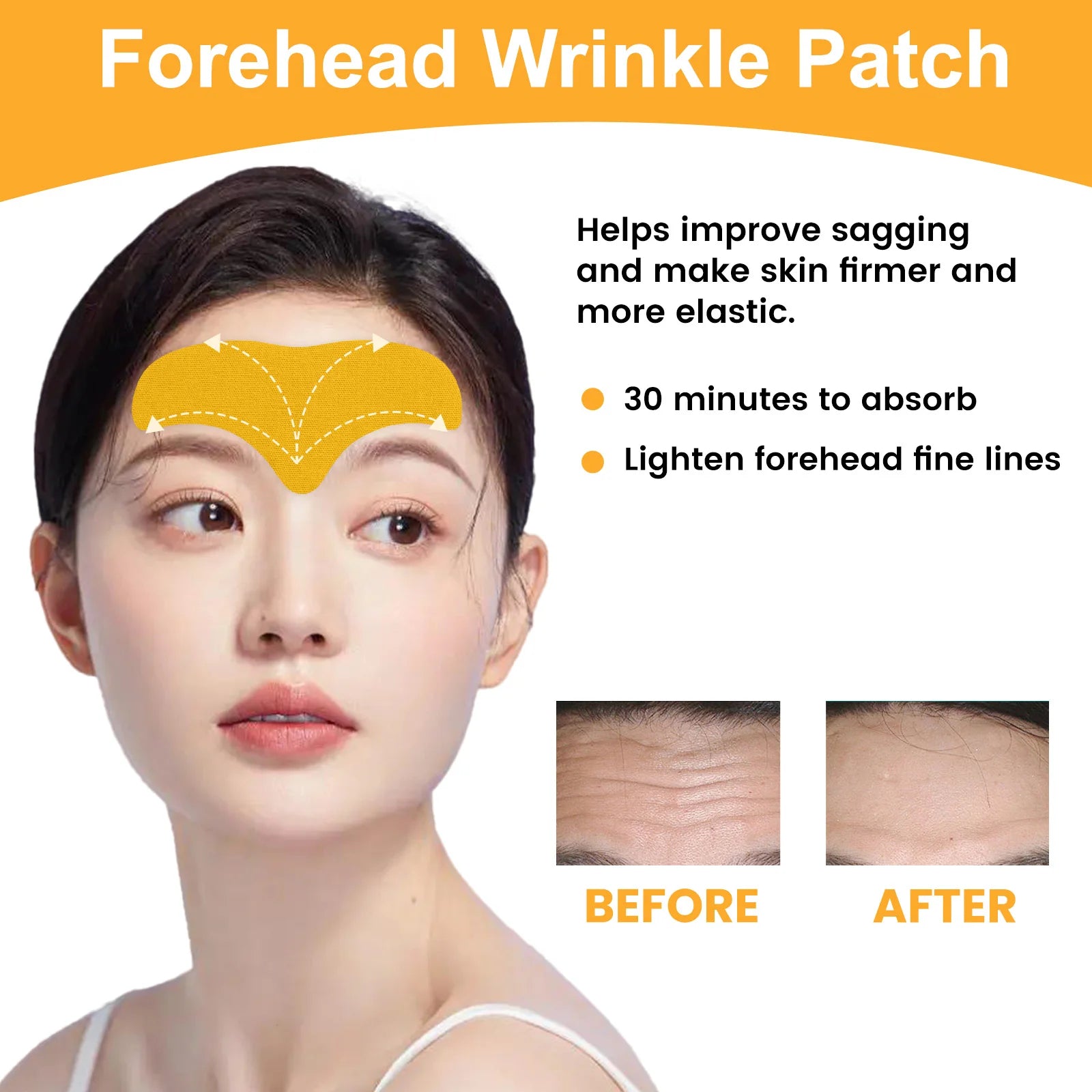 EELHOE Forehead Wrinkle Patch Lift Firming Skin Lightening Face Wrinkle Gel Patches Collagen Fade Fine Lines Facial Mask Care