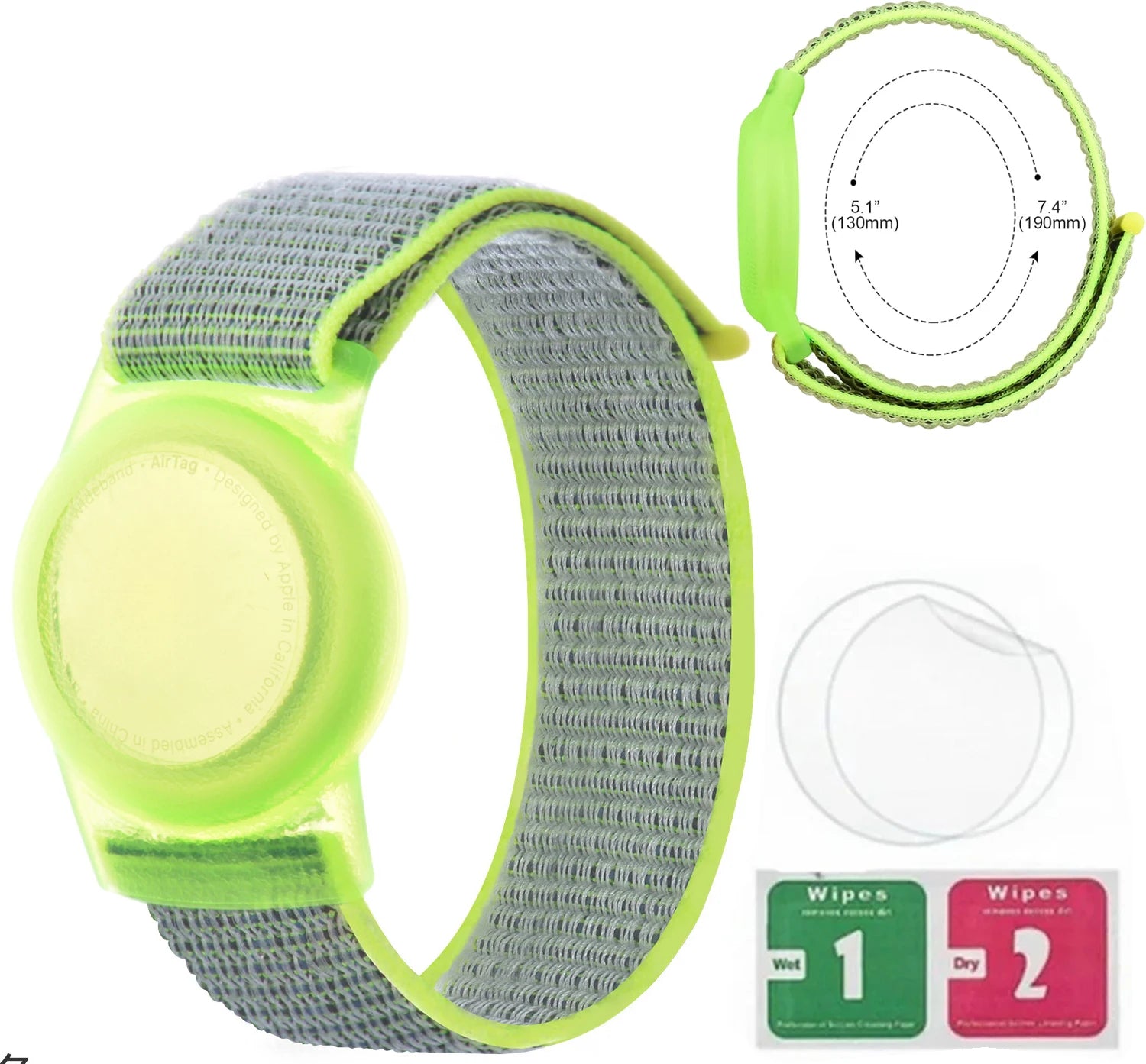 Waterproof Airtag Bracelet for Kids Soft Nylon Hidden Air Tag Wristband Full Cover Lightweight  Band for Toddler Child
