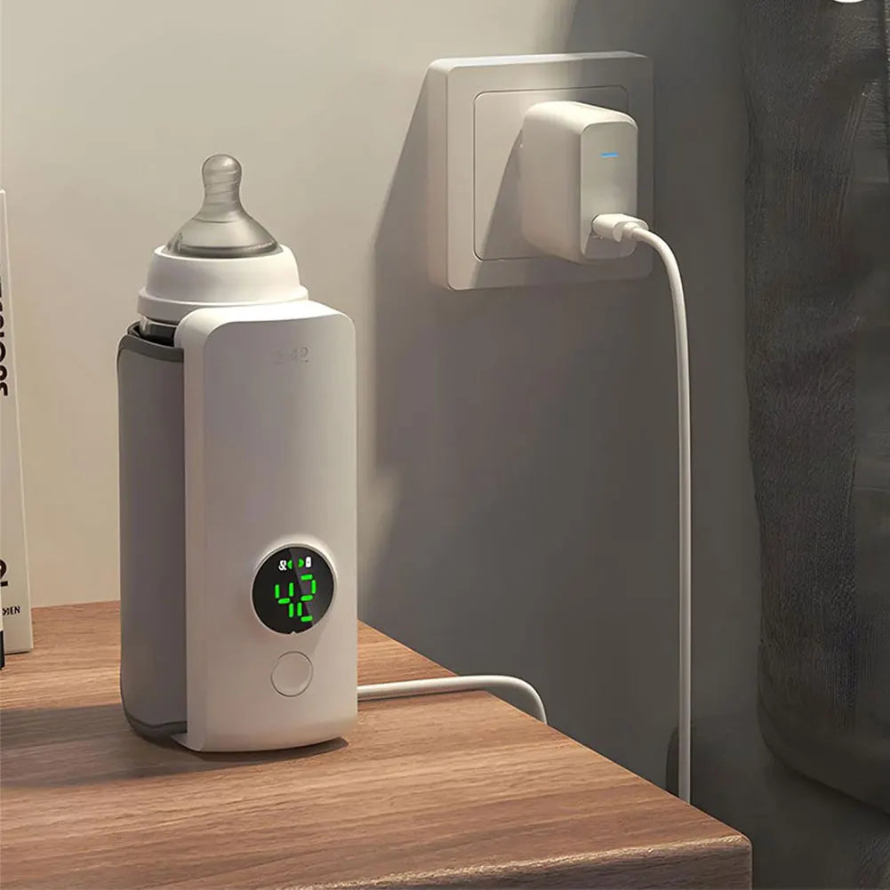 Portable Bottle Warmer Rechargeable Cordless Milk Warmer with Temperature Control Baby Bottle Warmer for Feeding Accessory