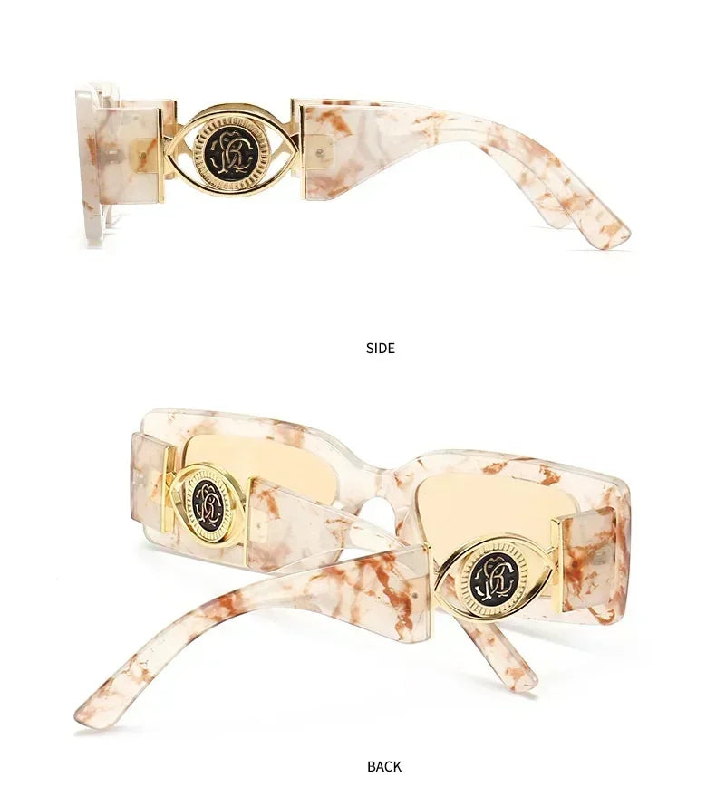2026 New Retro Square Sunglasses for Women Men Flower Decoration Fashion Ladies Sun Glasses Ins Hot Shading Eyewear UV400