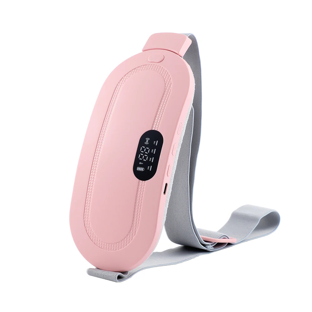 Electric Period Cramp Massager Vibrating Heating Period Pads Belt for Menstrual Colic Waist Stomach Abdominal Warm Palace Belt
