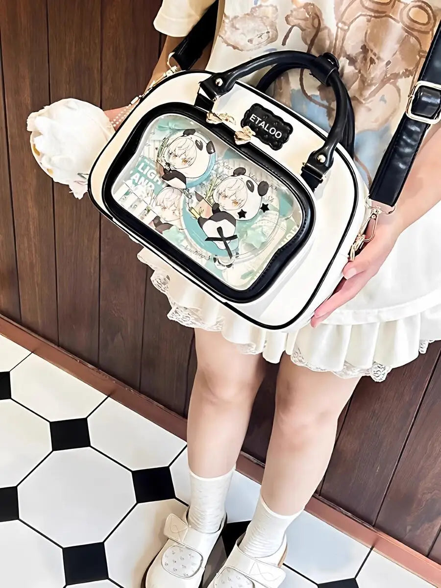 New Y2K Cute Ita Backpack Comic Exhibition Crossbody Bag Lolita Girl Transparent Cosplay Shoulder Bag DIY Badge Display Handbags