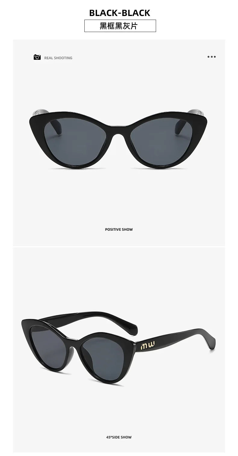 2026 New Fashion Cool Sunglasses Women Luxury Brand Letters Anti Strong Light Vintage Cat Eyes Sun Glasses Ladies Gafas UV400