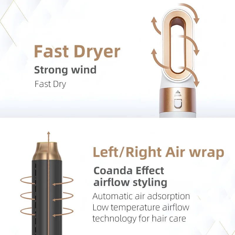 5 in 1 Hair Dryer Hot Comb Set Professional Curling Iron Hair Straightener Styling Tool For Airwrap Hair Dryer Household