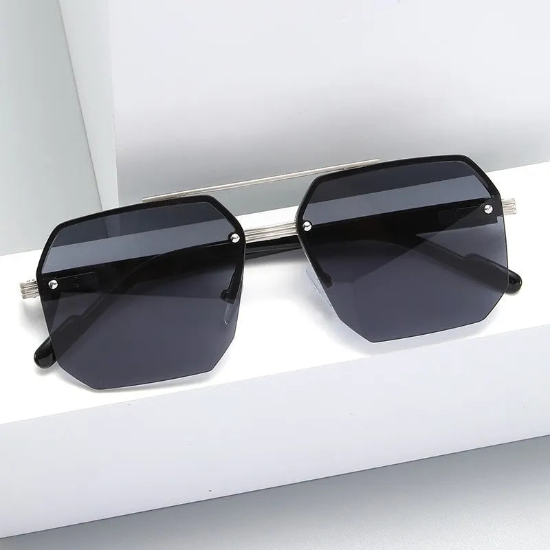 Polygon Sunglasses Rectangle Fashion Metal Frame Women Men Large Square Sun Glasses for Female Male Gradient Traveling Oculos ﻿