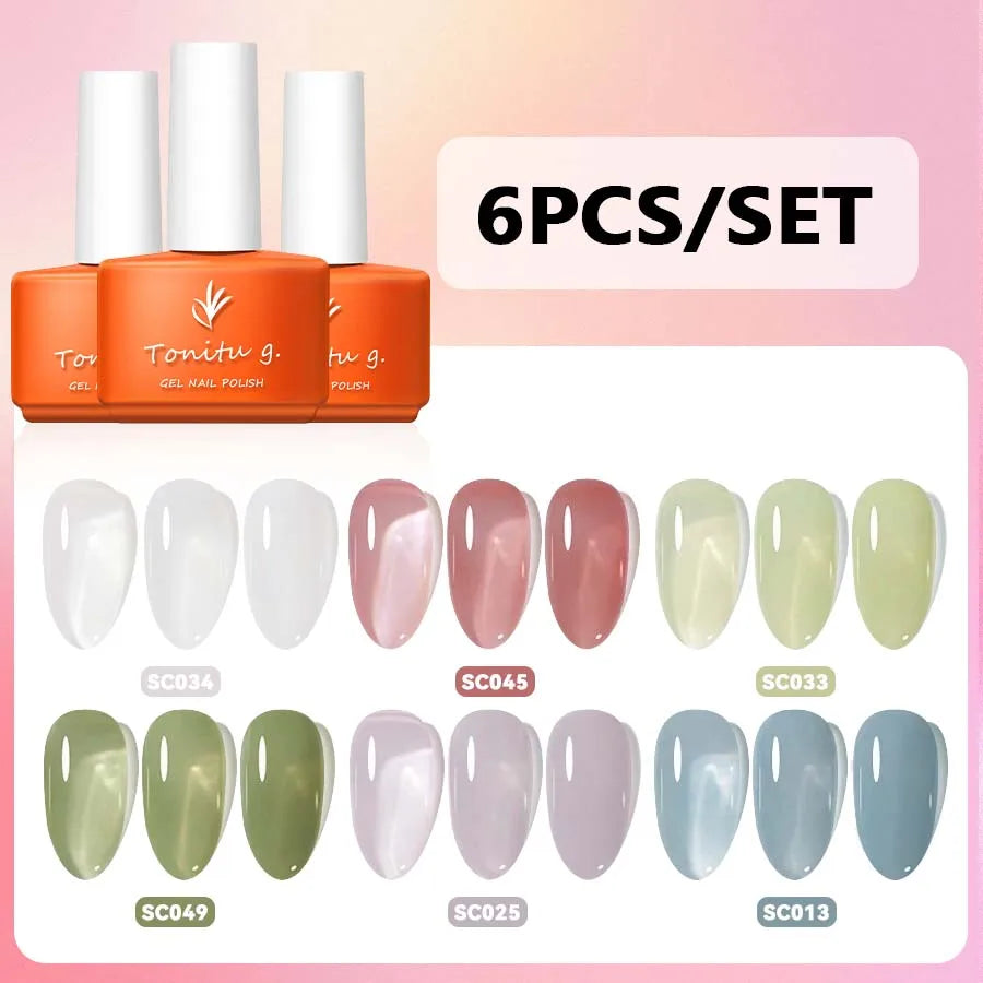 6 Colors Black Red Green Purple Blue Gel Nail Polish Set Jelly Gel Polish Kit Uv/led Nail Art DIY for Home Salon Nail Art Design