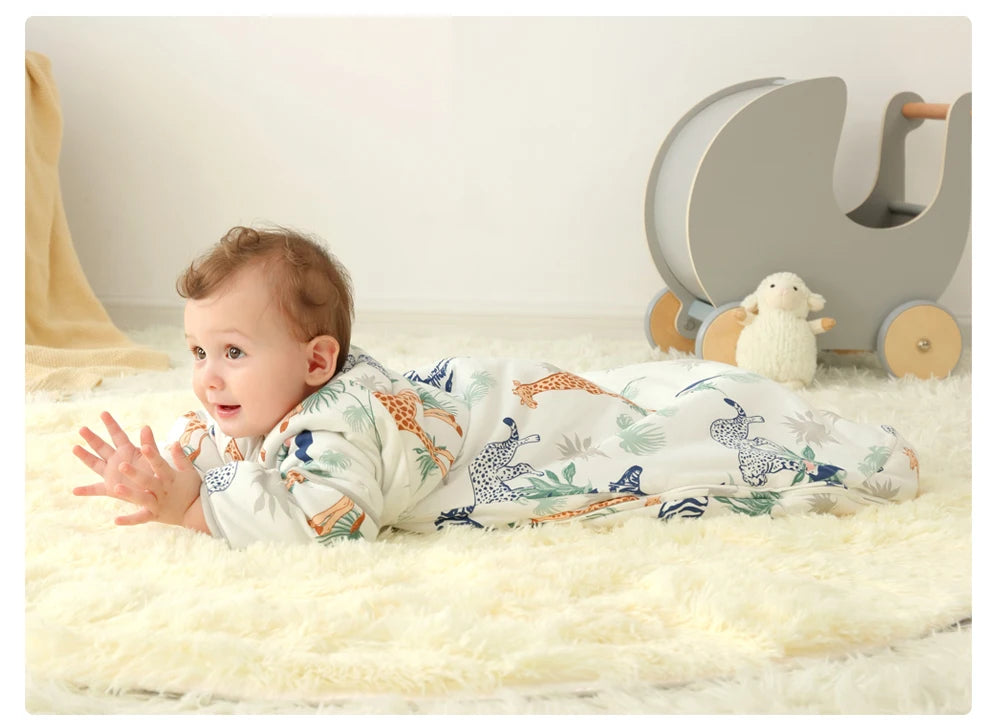 INSULAR Baby Thickened Sleeping Bags Infant Warm Pajamas Kids Cartoon Cotton Sleep Sack Toddler Anti-kick Onesuit Autumn Winter