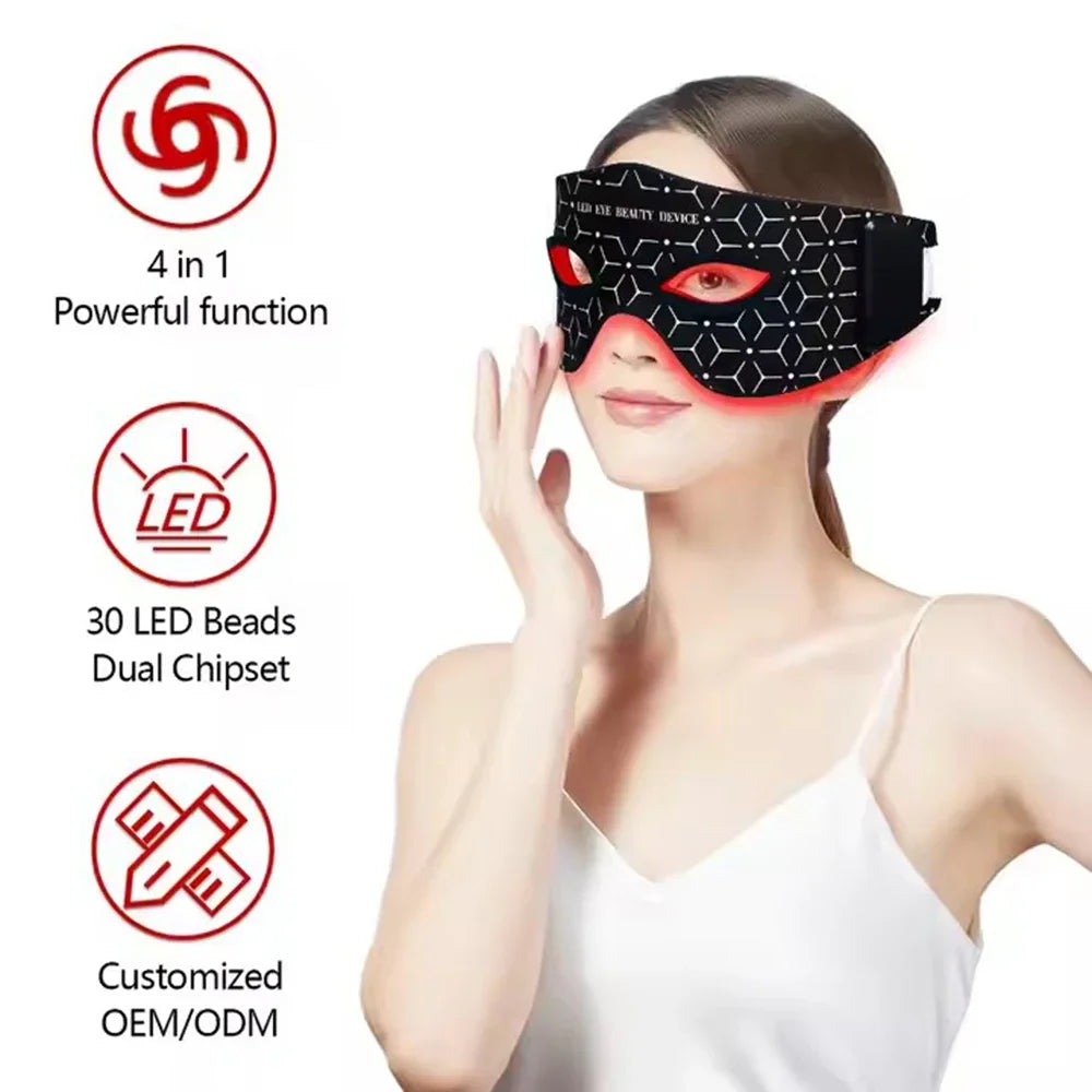 LED Eye Mask Eye Massager Beauty Care Device Eye Bags Remover Device 630NM 850NM Near Infrared Red Light Therapy Eye Mask Device