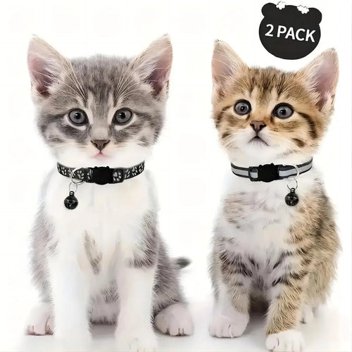 2 PC cat and dog footprints really reflective pet collar+strip reflective pet collar, reflective anti-lost pet collar.