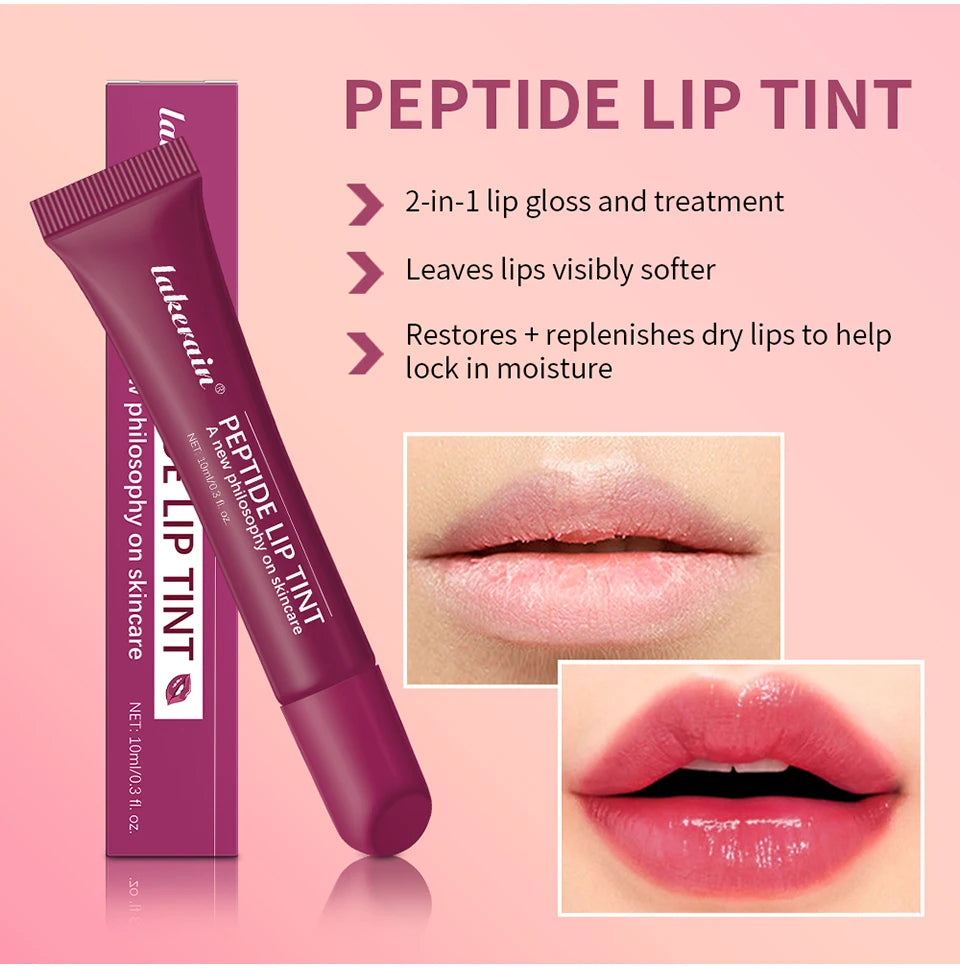 Lakerain 10ml Lip Balm Gel Texture Long Lasting Moisturizing Restore Replenish Non-Sticky Fragrance-Free Tinted Lip Serum Makeup