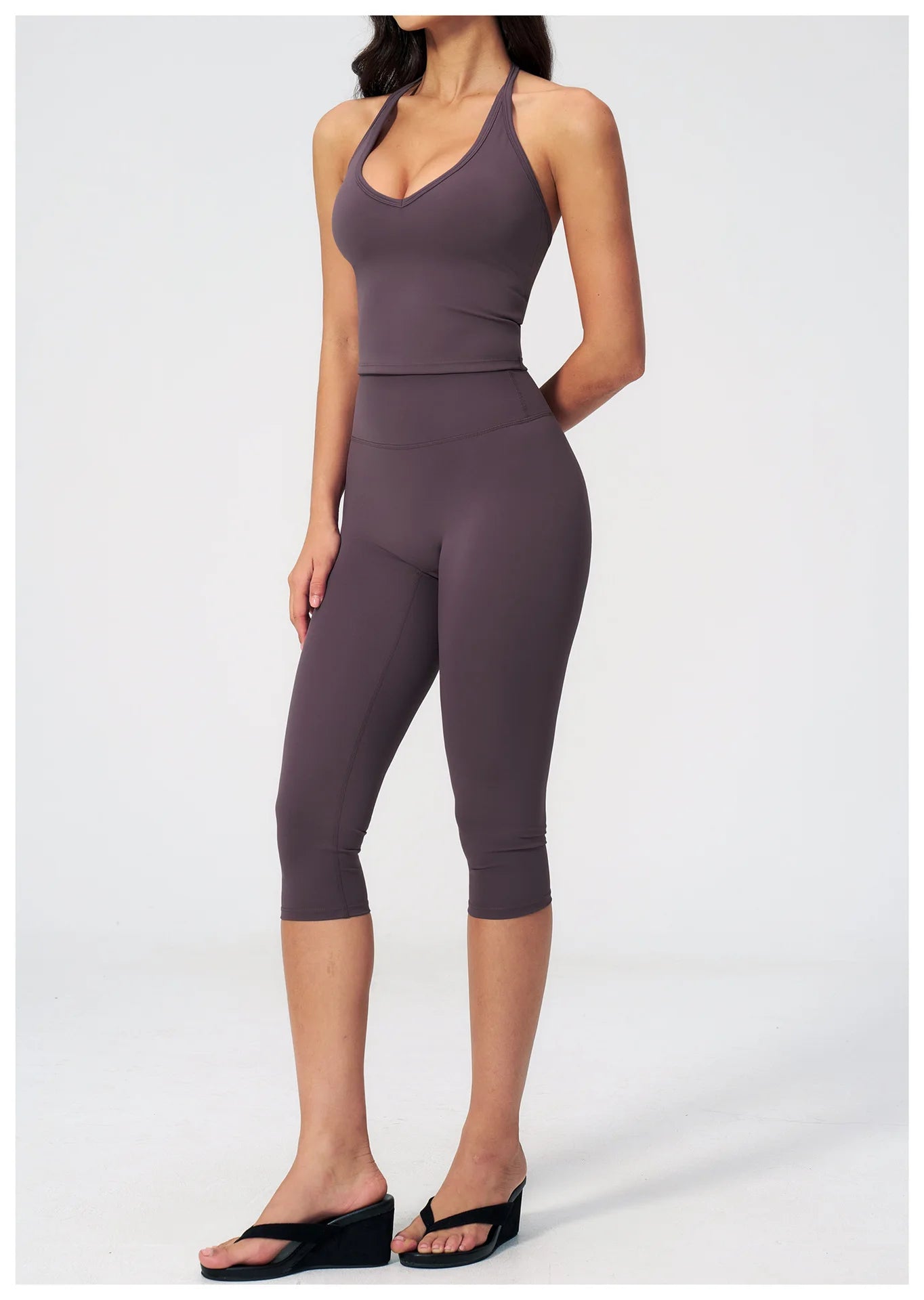 Yoga Set 2PCS Sports Set Short Sleeve Fitness Outfits Women Tracksuit Workout Clothes Running Capri Pants Gym Suit Athletic Wear