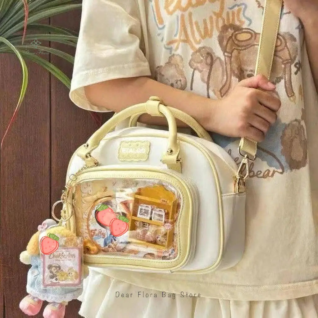 New Y2K Cute Ita Backpack Comic Exhibition Crossbody Bag Lolita Girl Transparent Cosplay Shoulder Bag DIY Badge Display Handbags