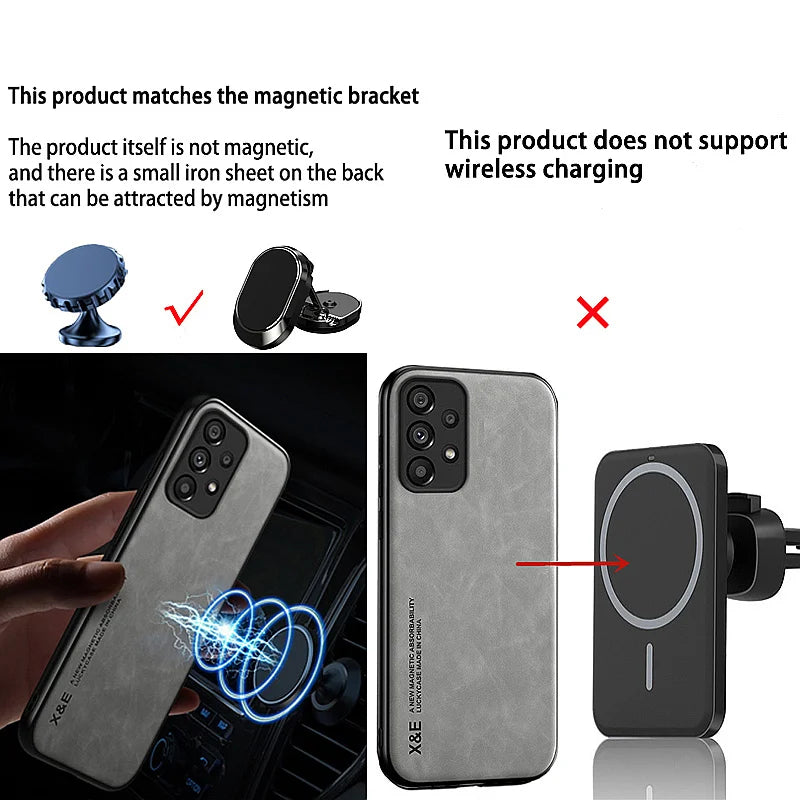 For Samsung Galaxy A56 A36 A26 A16 5G Case Soft Silicone Car Holder Magnetic Leather Phone Cover for Galaxy A06 A 56 36 16 Funda