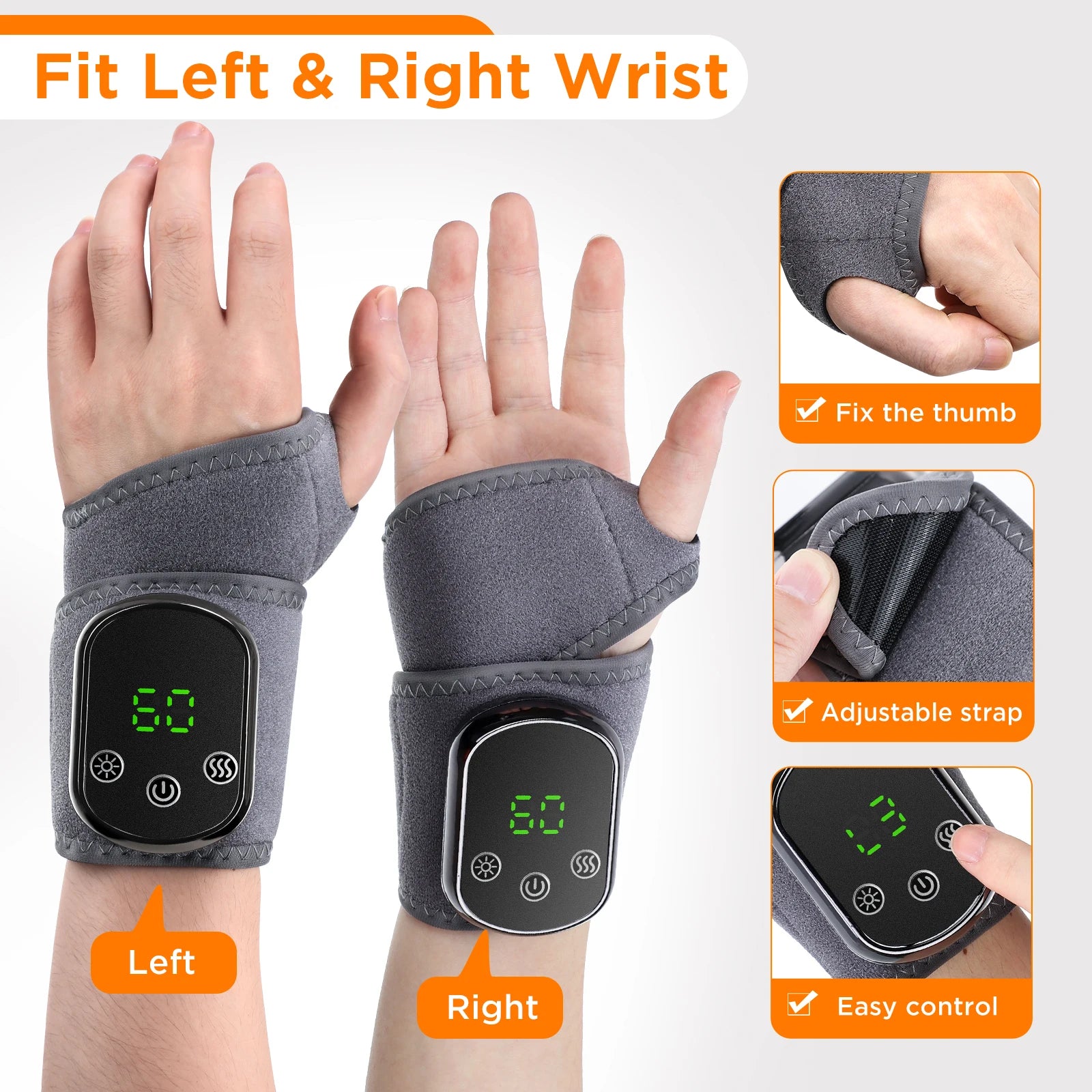 Electric Heating Wrist Massager Wrist Brace Protector Wrap Vibration Massage Relieves Tenosynovitis Carpal Tunnel Fatigue Relief