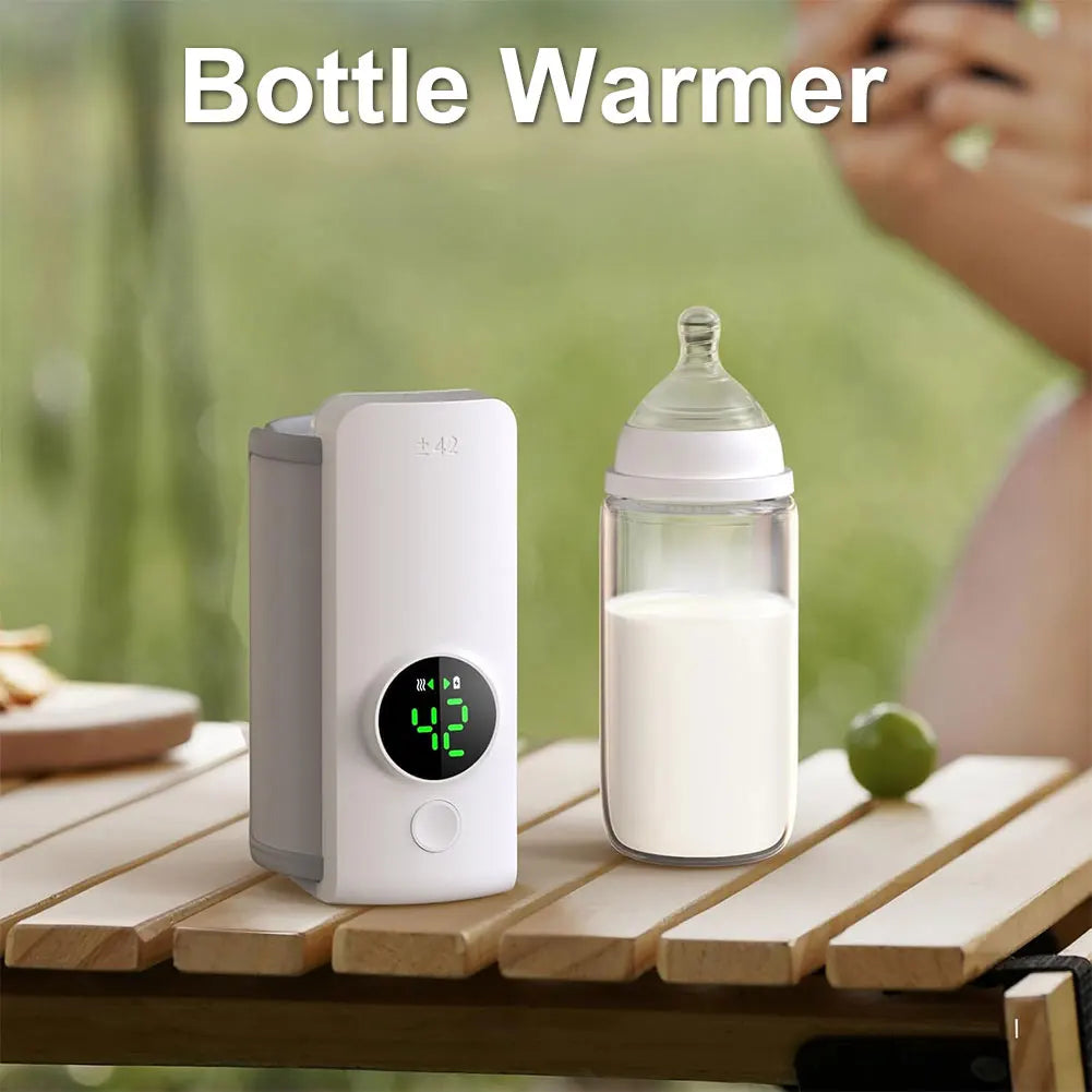 Portable Bottle Warmer Rechargeable Cordless Milk Warmer with Temperature Control Baby Bottle Warmer for Traveling Camping Home