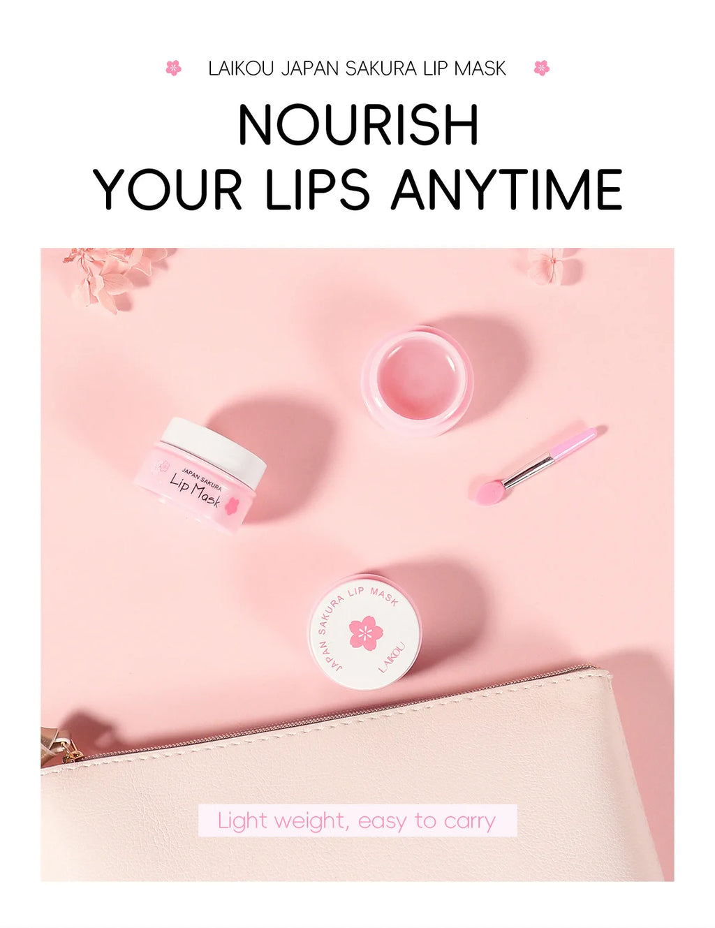8g LAIKOU Sakura Lip Sleeping Mask Hydrating Moisture Nutriousing Wrinkle Smoothing Dryness Lip Mask Korean Cosmetics Skin Care