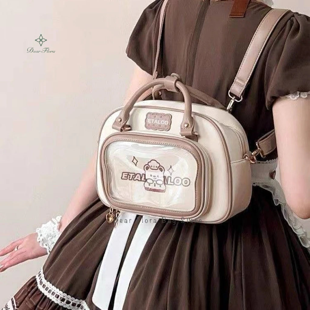 New Y2K Cute Ita Backpack Comic Exhibition Crossbody Bag Lolita Girl Transparent Cosplay Shoulder Bag DIY Badge Display Handbags