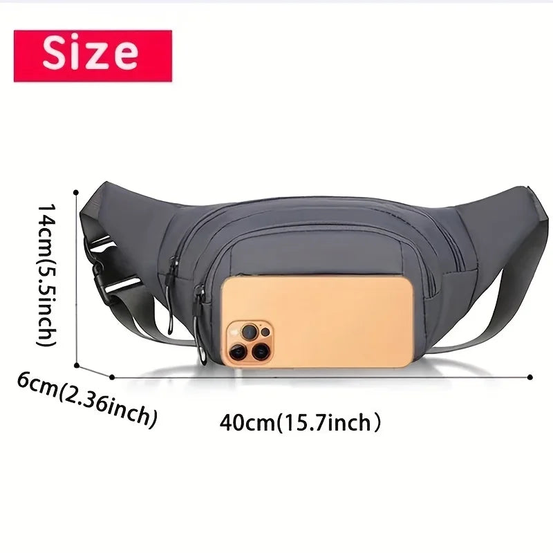 Women's fashionable multi-functional pocketed casual sports waist bag, solid color travel chest bag/work weekend summer vacation