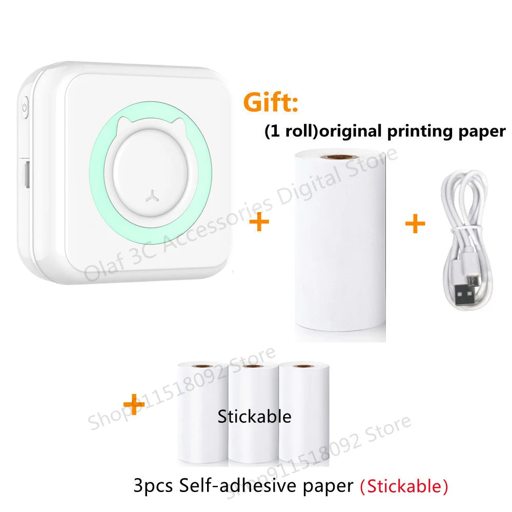 Meow Mini Label Printer Thermal Portable Printers Stickers Paper Inkless Wireless Impresora Portátil 200dpi Android IOS 57mm