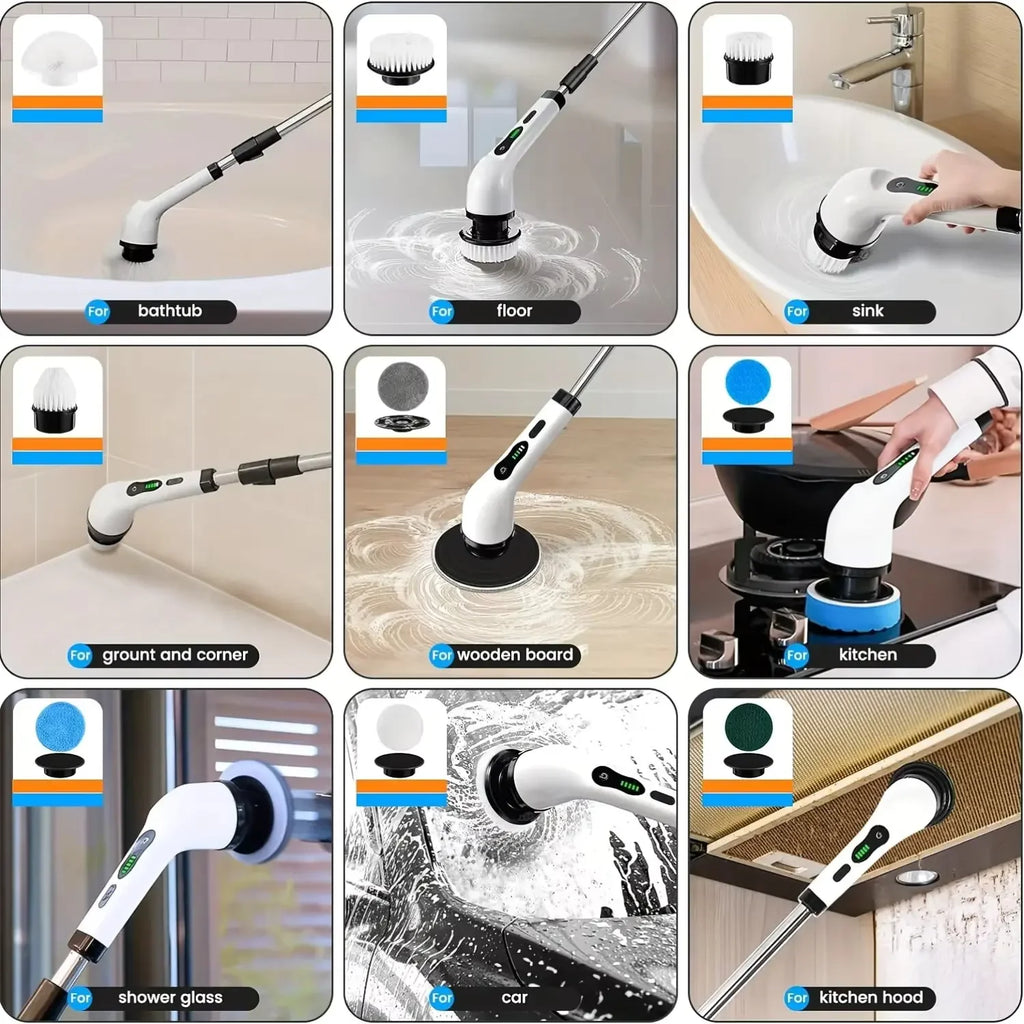 Cordless Electric Spin Scrubber Multipurpose, Cleaning Brush for Kitchen Bathroom Toilet Floor, Hair Broom Mop Household Gadget
